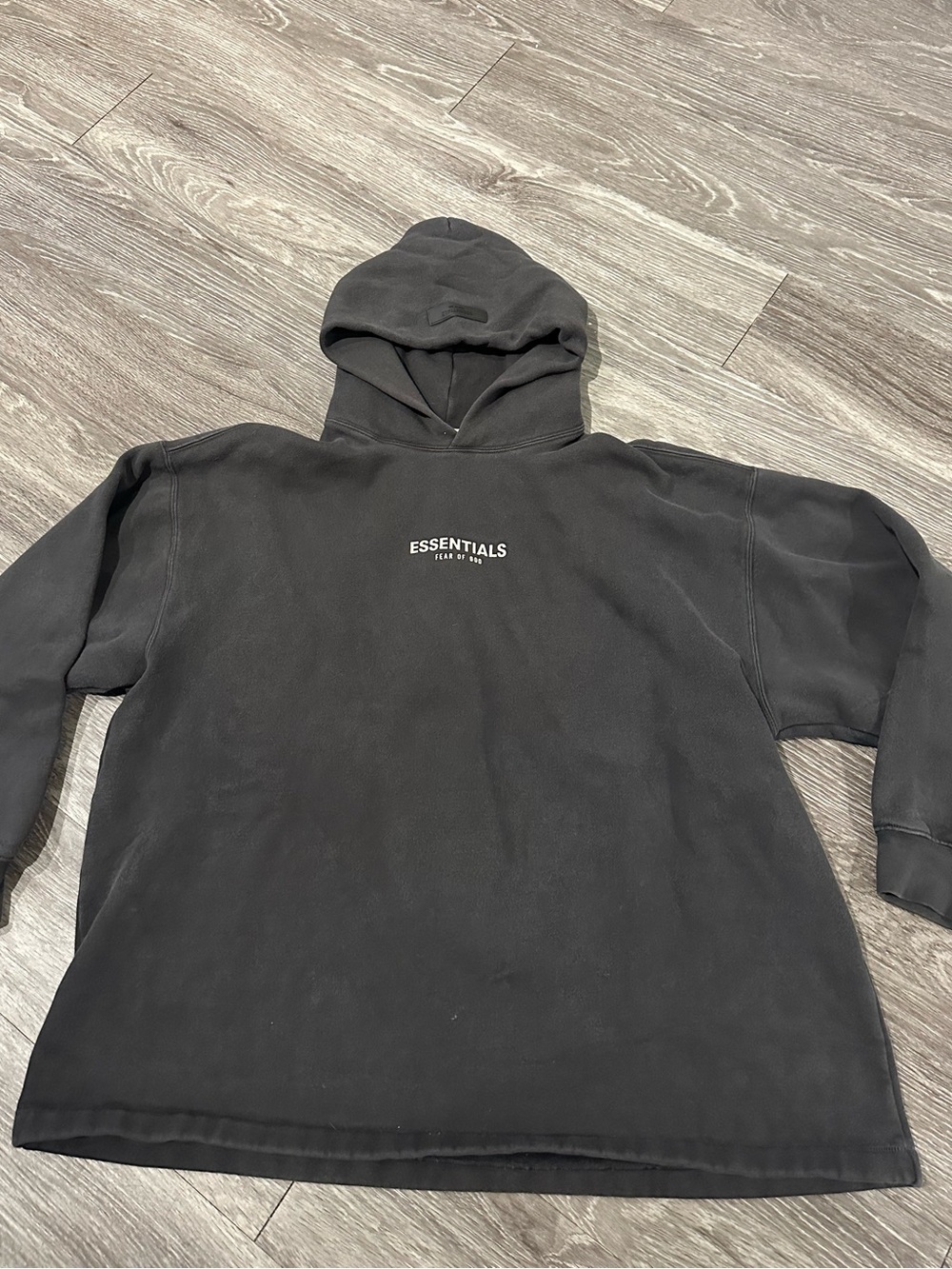 Fear of god essentials black/slate long hoodie size m